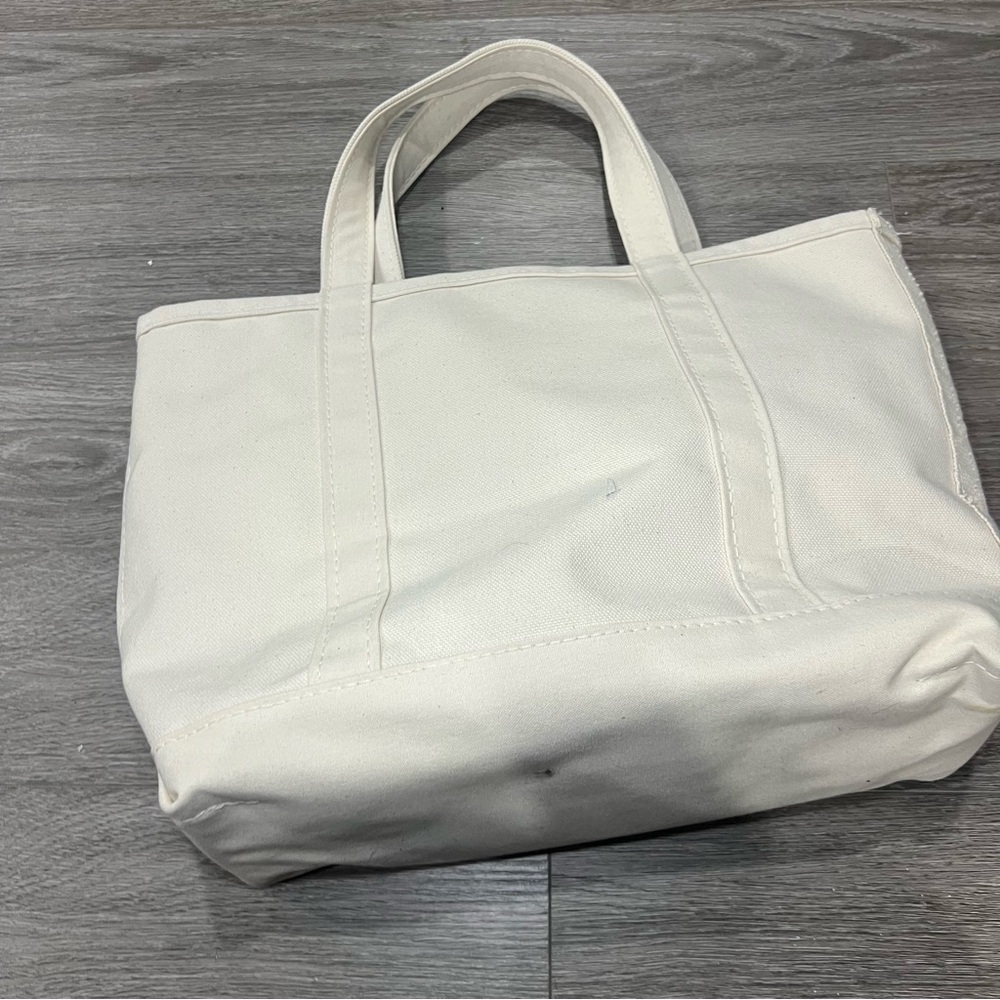 L.L. Bean boat and Tote with Blue Detail "dnd" cursive Medium Regular Handle - Picture 7 of 10